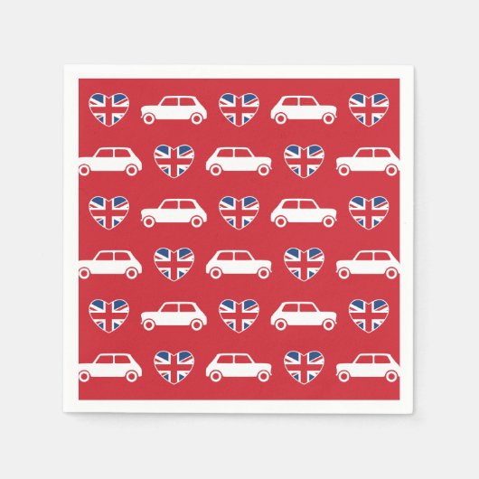Serviette En Papier British Mini Cooper Hearts - Cocktail Rouge servie (Devant)