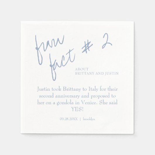 Serviette En Papier Brittany Modern Dusty Blue Fun fait #2 Mariage (Devant)