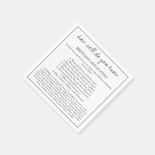 Serviette En Papier Brittany Que Savez-Vous Amusant Mariage Réception (Coin)