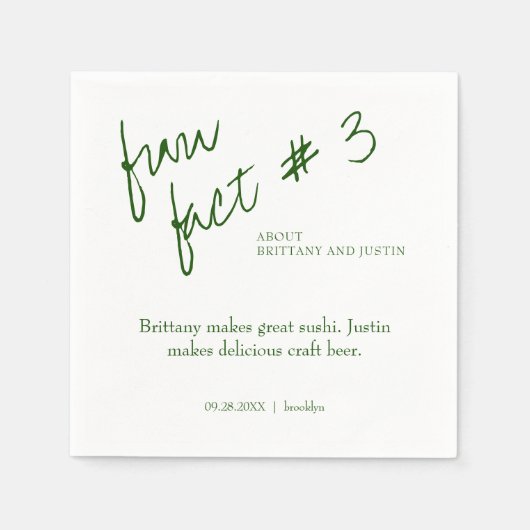 Serviette En Papier Brittany Simple Emerald Green Fun Fait #3 Mariage (Devant)