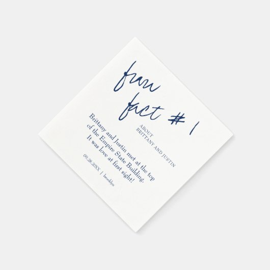 Serviette En Papier Brittany Simple Navy Blue Fun fait #1 Mariage (Coin)