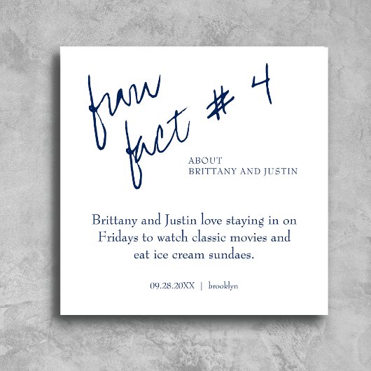 Serviette En Papier Brittany Simple Navy Blue Fun fait #4 Mariage