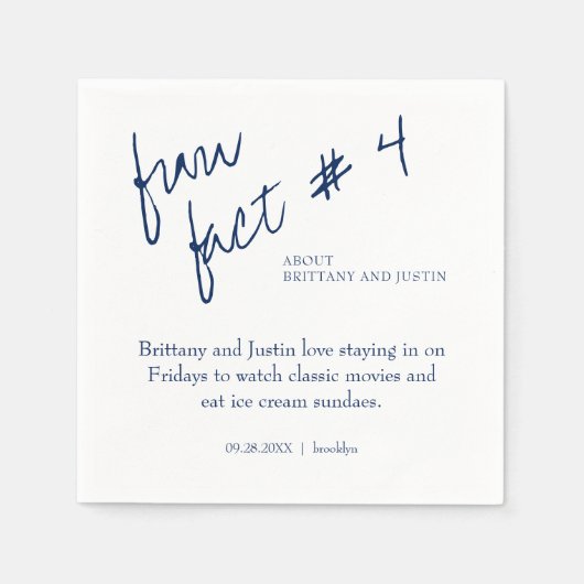 Serviette En Papier Brittany Simple Navy Blue Fun fait #4 Mariage (Devant)