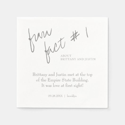 Serviette En Papier Brittany Simple Silver Fun Fait #1 Mariage (Devant)