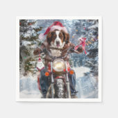 Serviette En Papier Brittany Spaniel Dog équitation moto Noël (Devant)