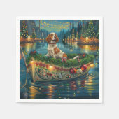 Serviette En Papier Brittany Spaniel Noël Festive Voyage (Devant)