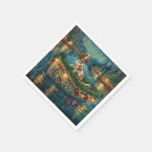 Serviette En Papier Brittany Spaniel Noël Festive Voyage (Coin)