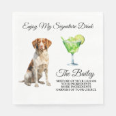 Serviette En Papier Brittany Spaniel Signature Boire Mariage Animaux (Devant)