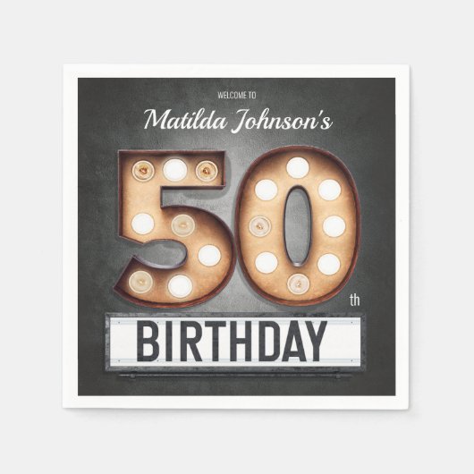 Serviette En Papier Broadway 50e Anniversaire Glamour Marquee Custom (Devant)