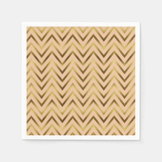 Serviette En Papier Broche et Or Chevron (Devant)