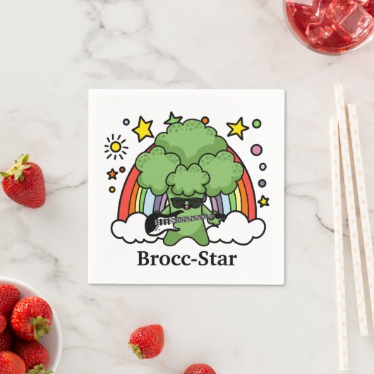 Serviette En Papier Brocoli vert Brocc, rock Star (En situation)