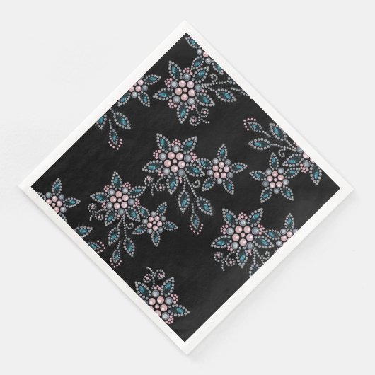 Serviette En Papier Broderie avec perles et perles. (Coin)