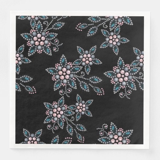 Serviette En Papier Broderie avec perles et perles. (Devant)