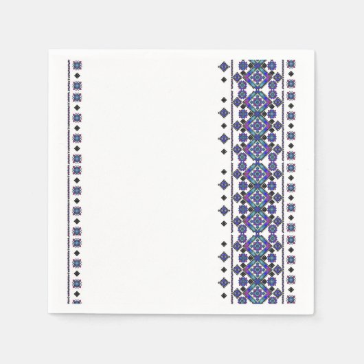 Serviette En Papier Broderie bleue (Devant)