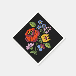 Serviette En Papier Broderie Kalocsa - Motif d'art populaire hongrois