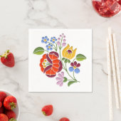 Serviette En Papier Broderie Kalocsa - Motif d'art populaire hongrois (En situation)