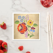 Serviette En Papier Broderie Kalocsa - Motif d'art populaire hongrois (En situation)