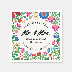 Serviette En Papier Broderie mexicaine Colorful Destination Mariage