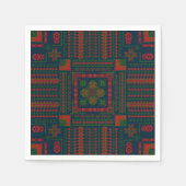 Serviette En Papier Broderie palestinienne Tatreez rouge vert 5 Motif (Devant)