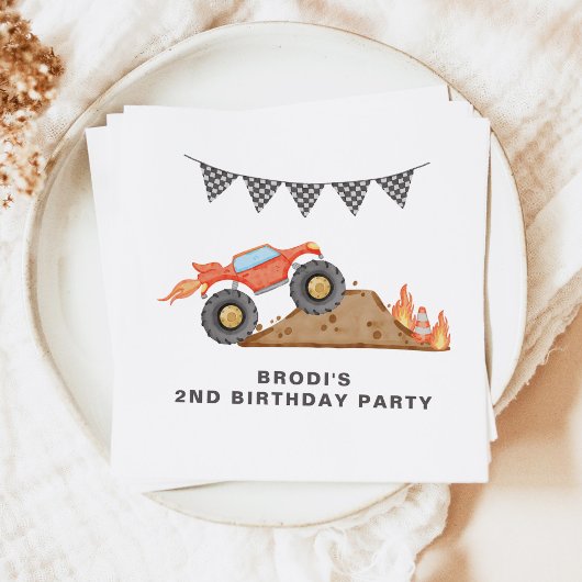 Serviette En Papier BRODI Red Monster Truck Boy Anniversaire