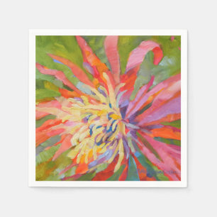Serviette En Papier Broméliade de peinture à fleurs tropicales vibrant