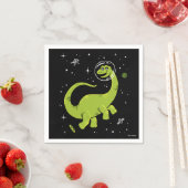 Serviette En Papier Brontosaurus Vert Dinos Dans L'Espace (En situation)