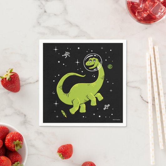 Serviette En Papier Brontosaurus Vert Dinos Dans L'Espace (En situation)