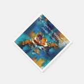 Serviette En Papier bronze Abstrait, style baroque bleu or (Coin)