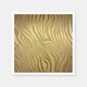 Serviette En Papier Bronze d'or Zebra Print Jungle Safari Glam