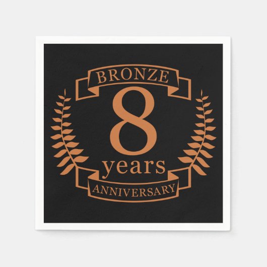 Serviette En Papier Bronze huitième anniversaire mariage 8 ans (Devant)