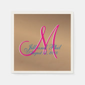 Serviette En Papier Bronze Pecan Cuivre Lumière 3d Monogramme (Devant)