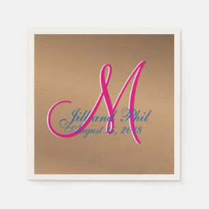 Serviette En Papier Bronze Pecan Cuivre Lumière 3d Monogramme
