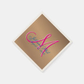 Serviette En Papier Bronze Pecan Cuivre Lumière 3d Monogramme (Coin)