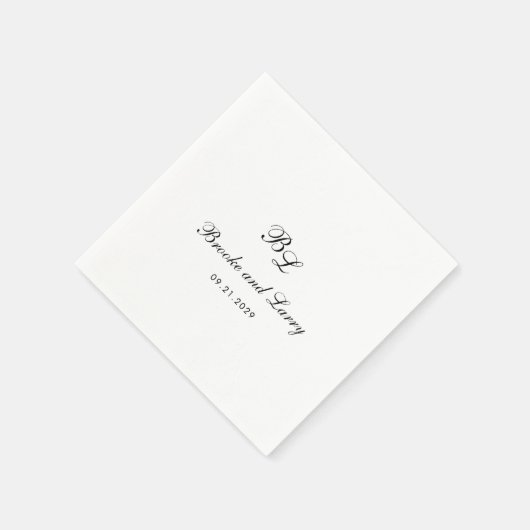 Serviette En Papier Brooke Classic Script Monogramme Mariage élégant (Coin)
