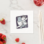 Serviette En Papier Brosse à lait - Chats à couchage mignon (En situation)
