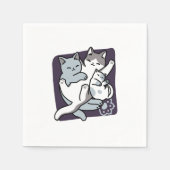 Serviette En Papier Brosse à lait - Chats à couchage mignon (Devant)
