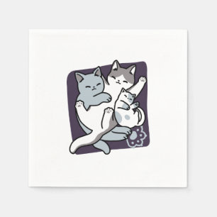 Serviette En Papier Brosse à lait - Chats à couchage mignon