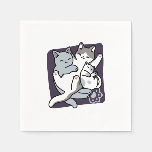 Serviette En Papier Brosse à lait - Chats à couchage mignon (Devant)