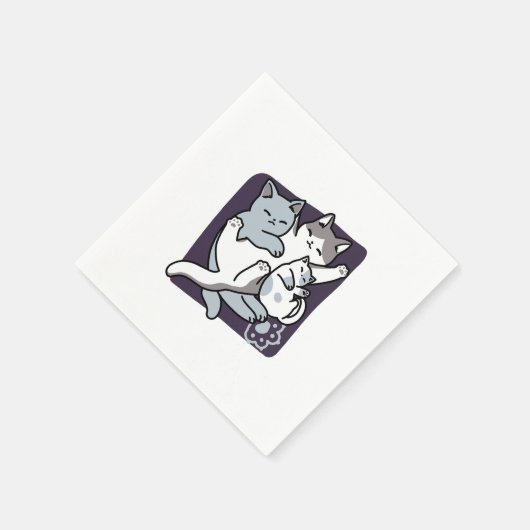 Serviette En Papier Brosse à lait - Chats à couchage mignon (Coin)