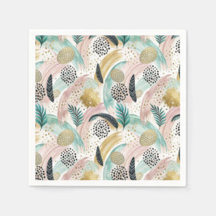 Serviette En Papier Brosse botanique et Abstraite or