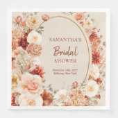 Serviette En Papier Brosse en cuivre tendance et fleurs bordeaux sauge (Devant)