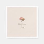 Serviette En Papier Brosse | Mariage Rose chic (Devant)