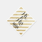 Serviette En Papier Brosse moderne rayures or mariage chic (Coin)