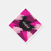 Serviette En Papier Brosse nuances de nom rose chaud avec monogramme (Coin)