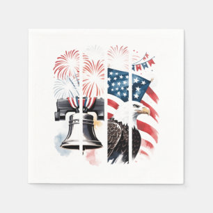 Serviette En Papier Brosse patriotique - Feu d'artifice, Drapeau, Aigl