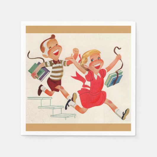 Serviette En Papier brother and sister on theiway to school (Devant)