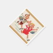 Serviette En Papier brother and sister on theiway to school (Coin)