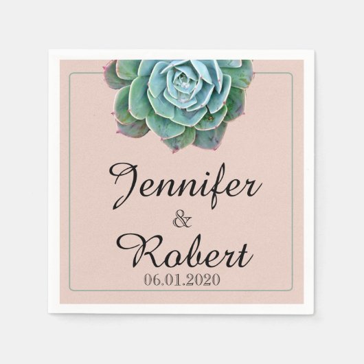 Serviette En Papier Broussailler Mariage Succulent Napkin (Devant)
