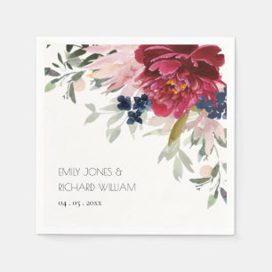 Serviette En Papier Broussaud Rouge Bleu Floral Mariage Bunch