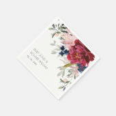 Serviette En Papier Broussaud Rouge Bleu Floral Mariage Bunch (Coin)